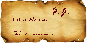 Halla János névjegykártya